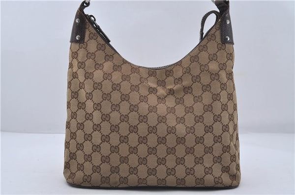 Authentic GUCCI Shoulder Bag Purse GG Canvas Leather 115003 Brown 6194D
