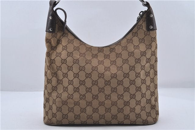 Authentic GUCCI Shoulder Bag Purse GG Canvas Leather 115003 Brown 6194D