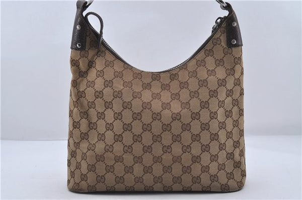 Authentic GUCCI Shoulder Bag Purse GG Canvas Leather 115003 Brown 6194D