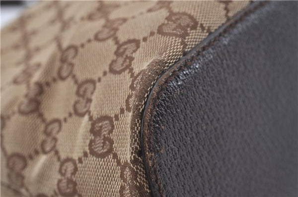 Authentic GUCCI Shoulder Bag Purse GG Canvas Leather 115003 Brown 6194D