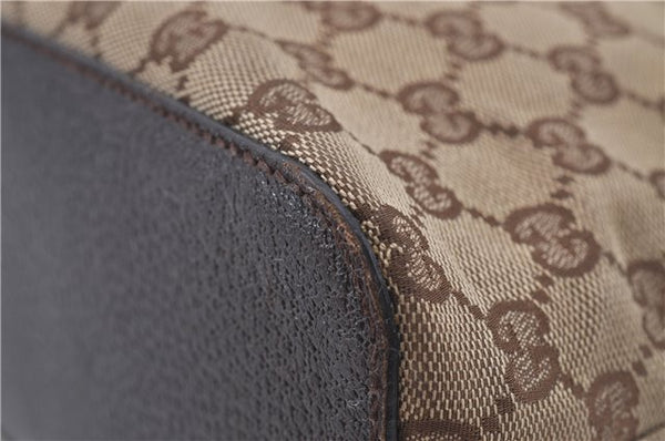 Authentic GUCCI Shoulder Bag Purse GG Canvas Leather 115003 Brown 6194D