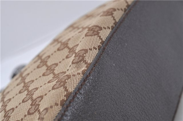 Authentic GUCCI Shoulder Bag Purse GG Canvas Leather 115003 Brown 6194D