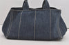 Authentic PRADA Canapa L Canvas Tote Hand Bag Denim Blue 6194I