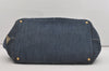 Authentic PRADA Canapa L Canvas Tote Hand Bag Denim Blue 6194I