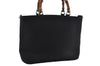 Authentic GUCCI Bamboo 2Way Shoulder Hand Bag Nylon Leather Black 6195D