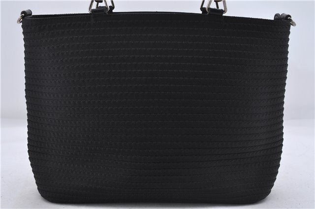 Authentic GUCCI Bamboo 2Way Shoulder Hand Bag Nylon Leather Black 6195D