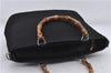 Authentic GUCCI Bamboo 2Way Shoulder Hand Bag Nylon Leather Black 6195D