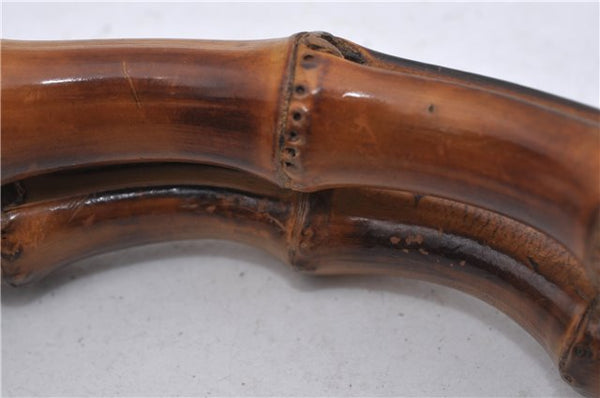 Authentic GUCCI Bamboo 2Way Shoulder Hand Bag Nylon Leather Black 6195D