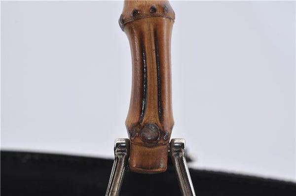 Authentic GUCCI Bamboo 2Way Shoulder Hand Bag Nylon Leather Black 6195D