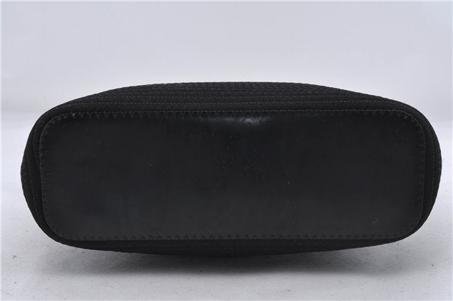 Authentic GUCCI Bamboo 2Way Shoulder Hand Bag Nylon Leather Black 6195D