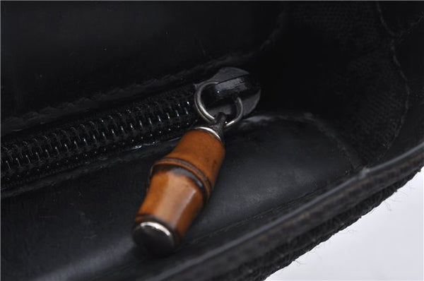 Authentic GUCCI Bamboo 2Way Shoulder Hand Bag Nylon Leather Black 6195D