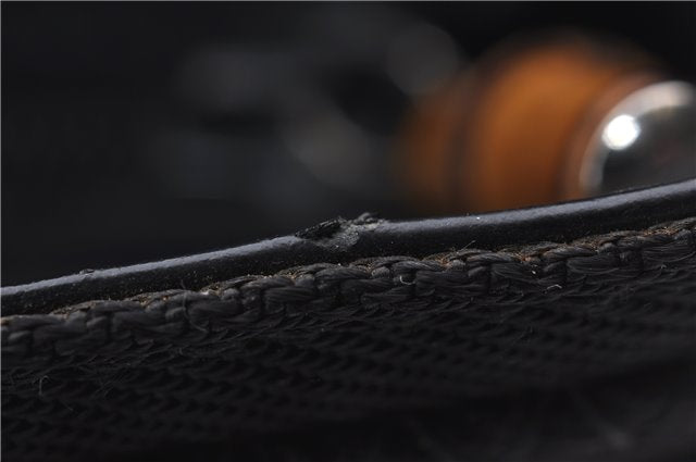 Authentic GUCCI Bamboo 2Way Shoulder Hand Bag Nylon Leather Black 6195D