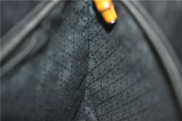 Authentic GUCCI Bamboo 2Way Shoulder Hand Bag Nylon Leather Black 6195D