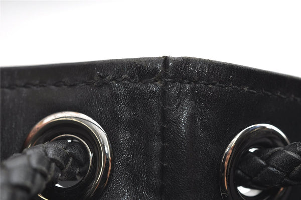 Authentic GUCCI Vintage Shoulder Tote Bag GG Canvas Leather 109141 Black 6195I