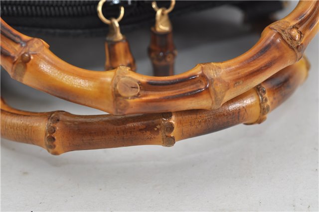 Authentic GUCCI Bamboo Shoulder Hand Bag Suede Leather Black 6196D