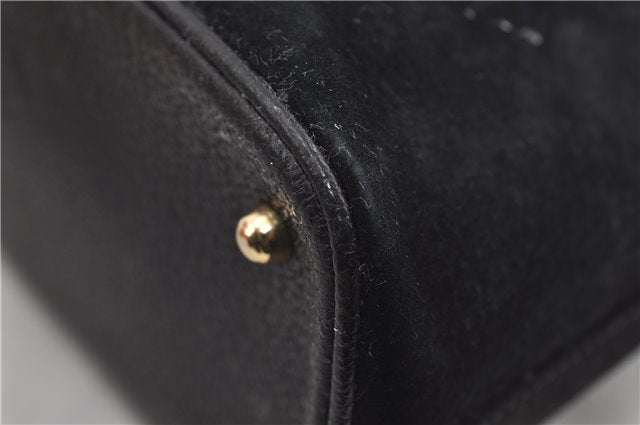 Authentic GUCCI Bamboo Shoulder Hand Bag Suede Leather Black 6196D