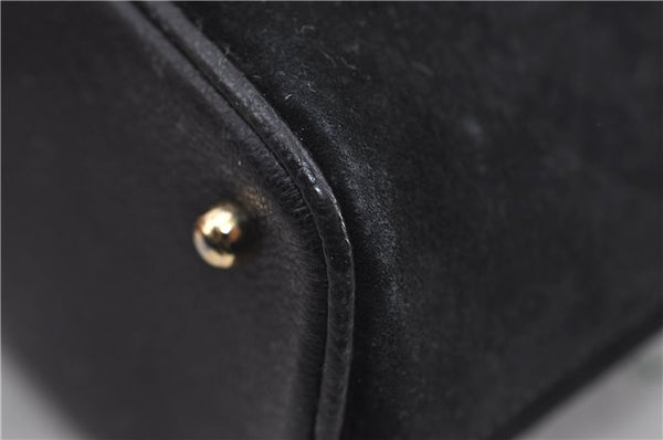 Authentic GUCCI Bamboo Shoulder Hand Bag Suede Leather Black 6196D