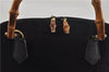 Authentic GUCCI Bamboo Shoulder Hand Bag Suede Leather Black 6196D