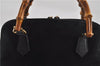 Authentic GUCCI Bamboo Shoulder Hand Bag Suede Leather Black 6196D
