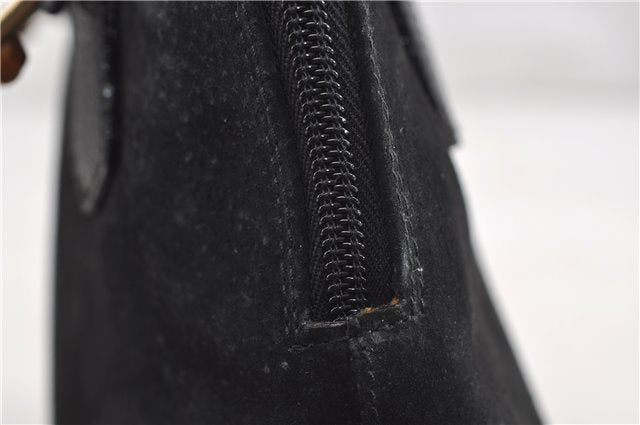 Authentic GUCCI Bamboo Shoulder Hand Bag Suede Leather Black 6196D