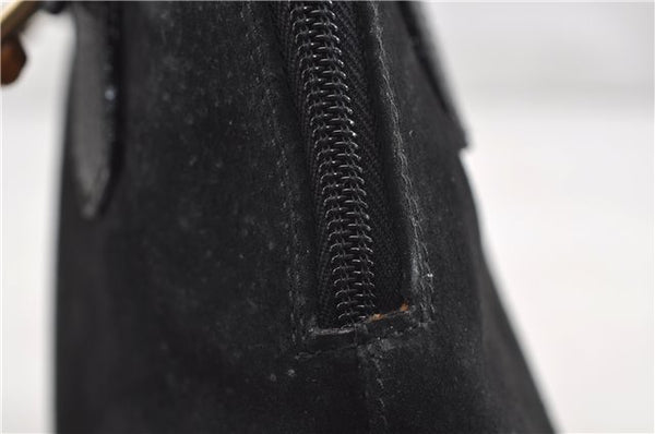 Authentic GUCCI Bamboo Shoulder Hand Bag Suede Leather Black 6196D