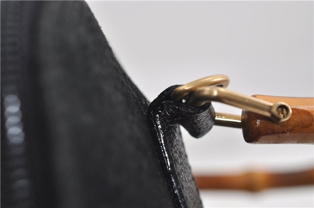 Authentic GUCCI Bamboo Shoulder Hand Bag Suede Leather Black 6196D