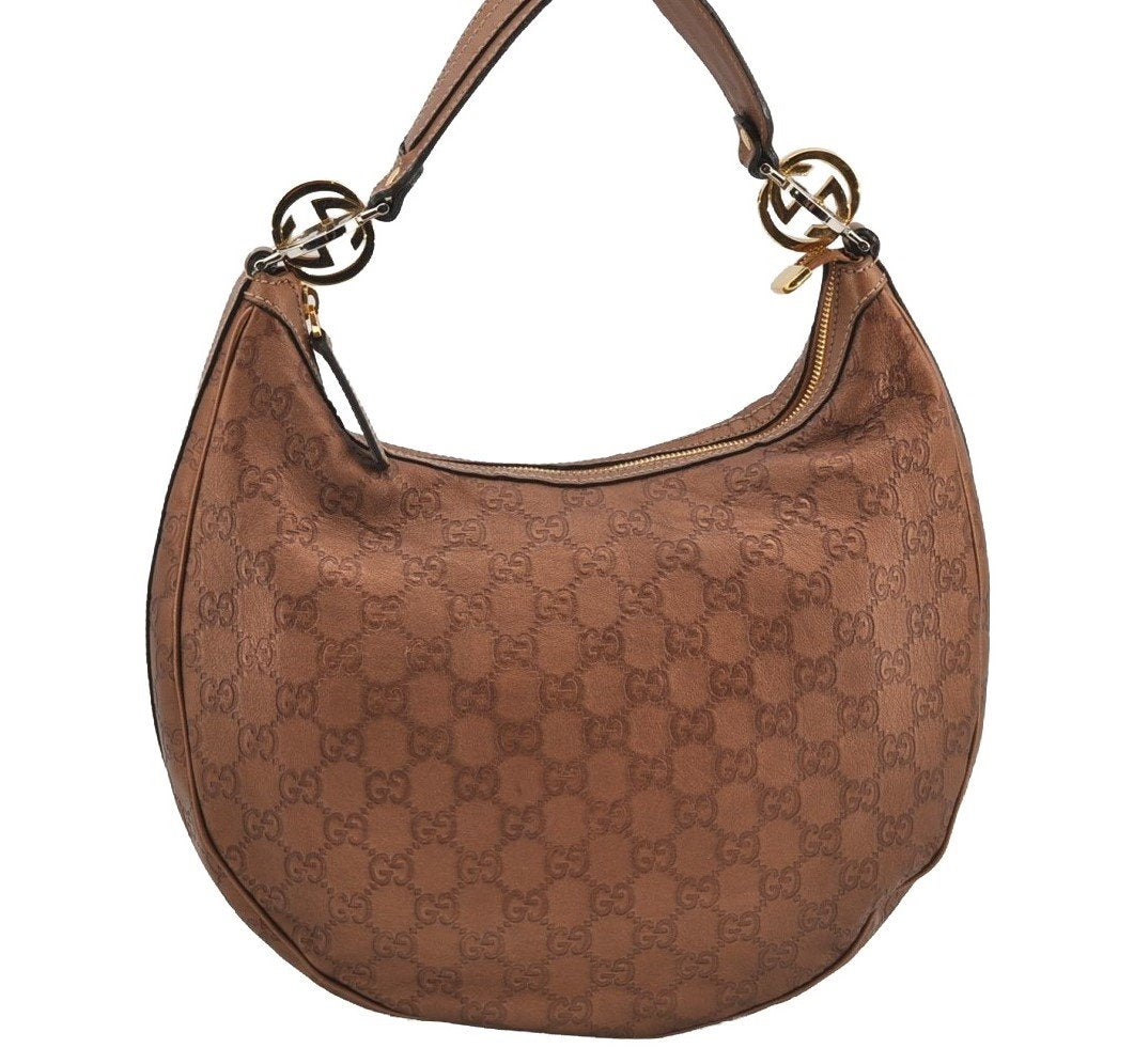 Authentic GUCCI Guccissima Twins Shoulder Hand Bag GG Leather 232962 Brown 6196I