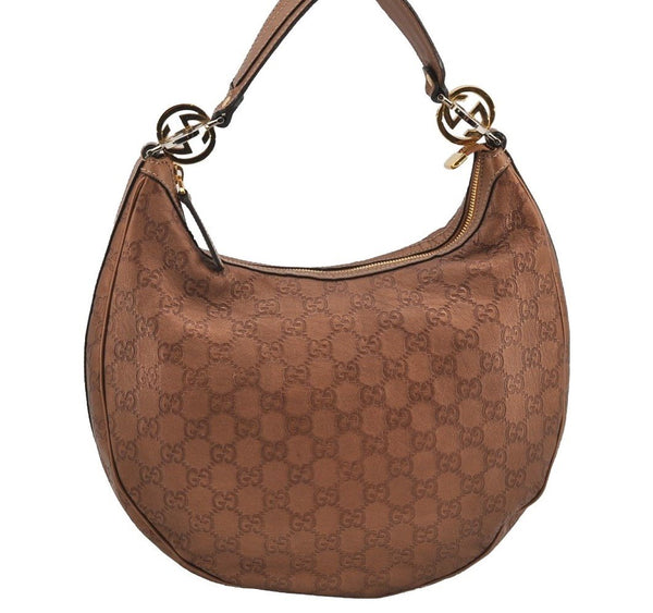 Authentic GUCCI Guccissima Twins Shoulder Hand Bag GG Leather 232962 Brown 6196I