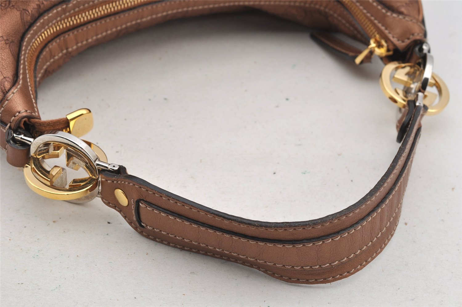 Authentic GUCCI Guccissima Twins Shoulder Hand Bag GG Leather 232962 Brown 6196I