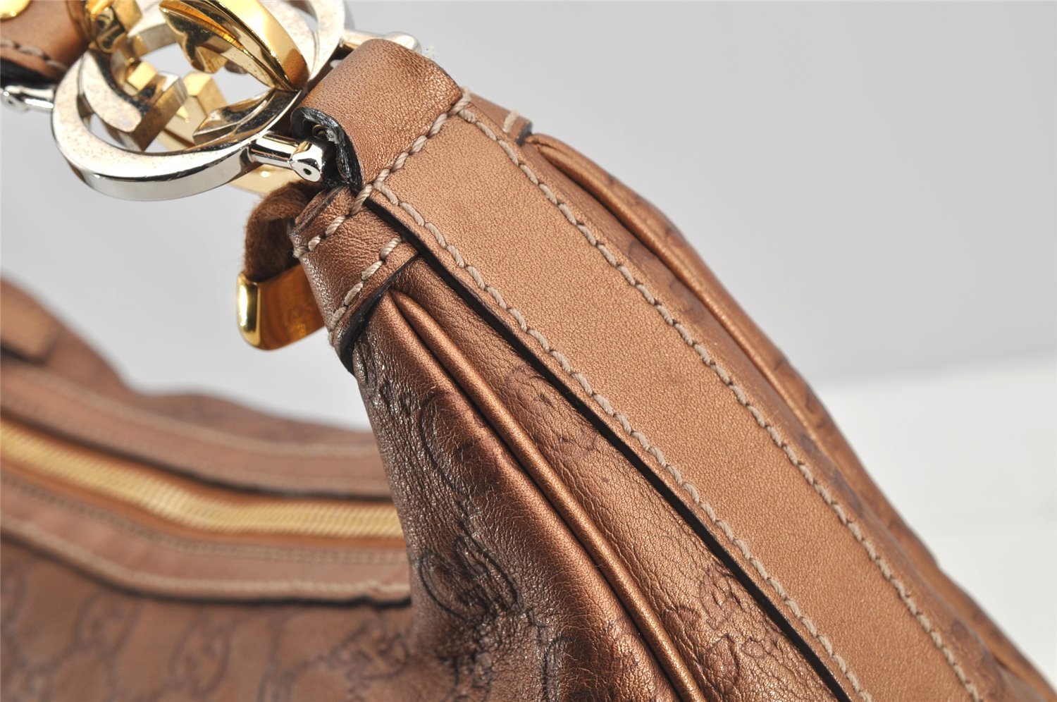 Authentic GUCCI Guccissima Twins Shoulder Hand Bag GG Leather 232962 Brown 6196I