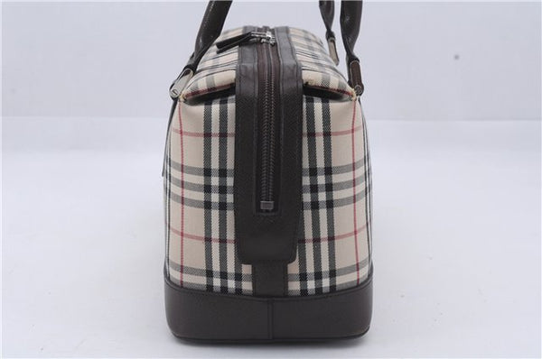 Authentic BURBERRY Vintage Nova Check Canvas Lrather Shoulder Bag Beige 6199D