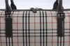 Authentic BURBERRY Vintage Nova Check Canvas Lrather Shoulder Bag Beige 6199D