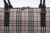 Authentic BURBERRY Vintage Nova Check Canvas Lrather Shoulder Bag Beige 6199D