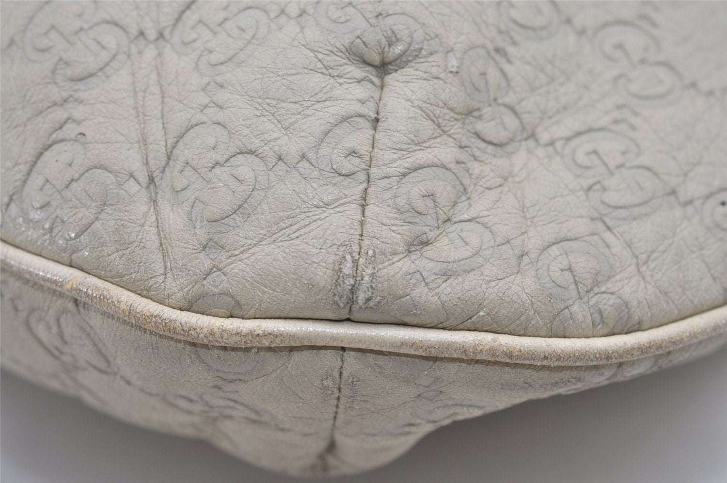 Authentic GUCCI Guccissima GG Leather Shoulder Hand Bag 262903 White 6199I