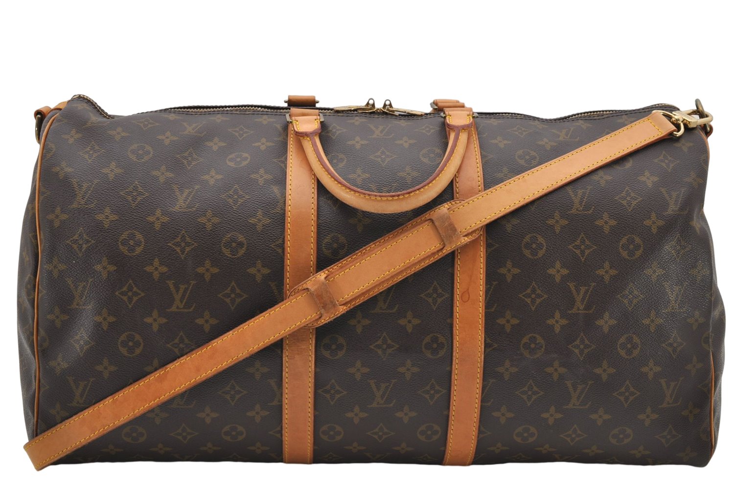 Auth Louis Vuitton Monogram Keepall Bandouliere 55 Boston Bag M41414 LV 6200D