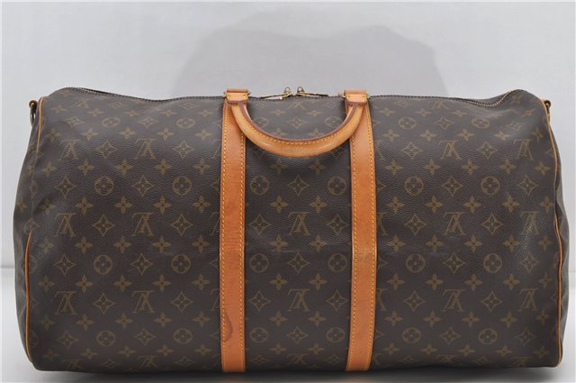 Auth Louis Vuitton Monogram Keepall Bandouliere 55 Boston Bag M41414 LV 6200D