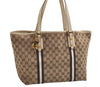 Authentic GUCCI Bamboo Sherry Line Tote Bag GG Canvas Leather Brown 6200I