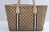 Authentic GUCCI Bamboo Sherry Line Tote Bag GG Canvas Leather Brown 6200I