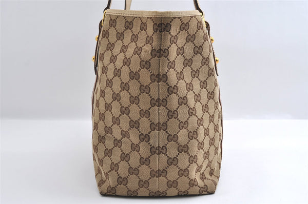 Authentic GUCCI Bamboo Sherry Line Tote Bag GG Canvas Leather Brown 6200I
