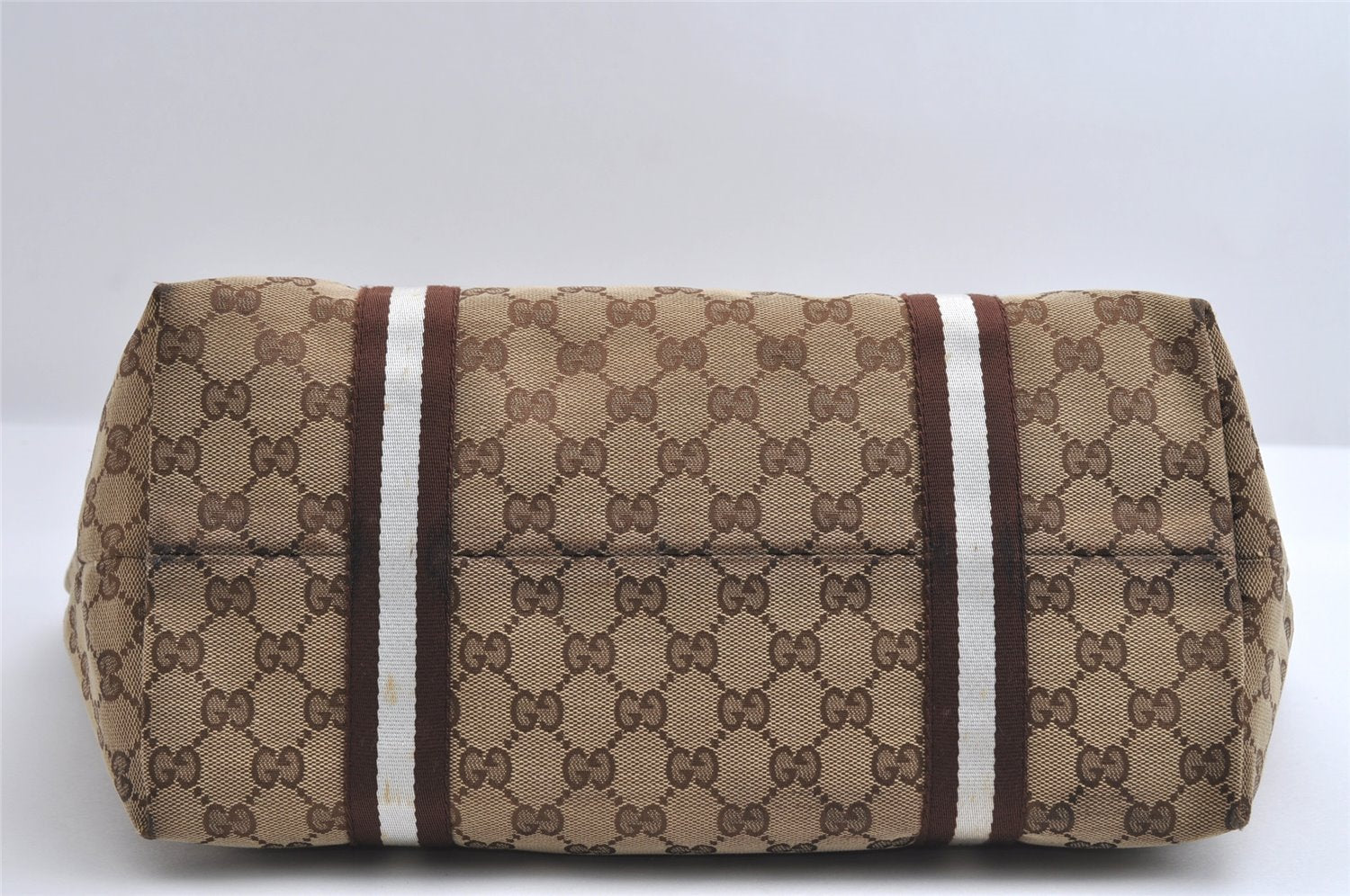 Authentic GUCCI Bamboo Sherry Line Tote Bag GG Canvas Leather Brown 6200I