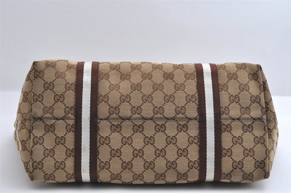 Authentic GUCCI Bamboo Sherry Line Tote Bag GG Canvas Leather Brown 6200I