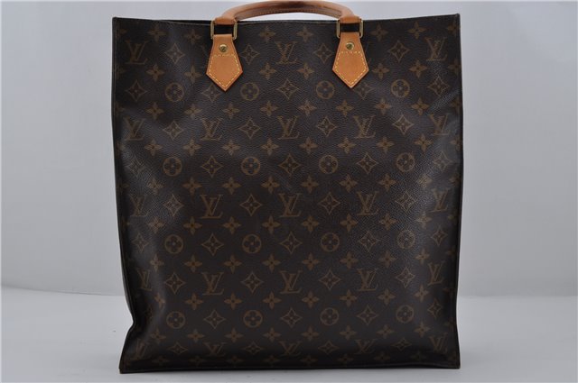 Authentic Louis Vuitton Monogram Sac Plat Hand Tote Bag M51140 LV 6201E