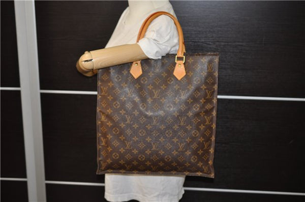 Authentic Louis Vuitton Monogram Sac Plat Hand Tote Bag M51140 LV 6201E