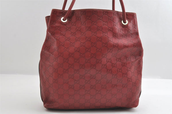 Authentic GUCCI Guccissima Shoulder Tote Bag GG Leather 257275 Red 6201I