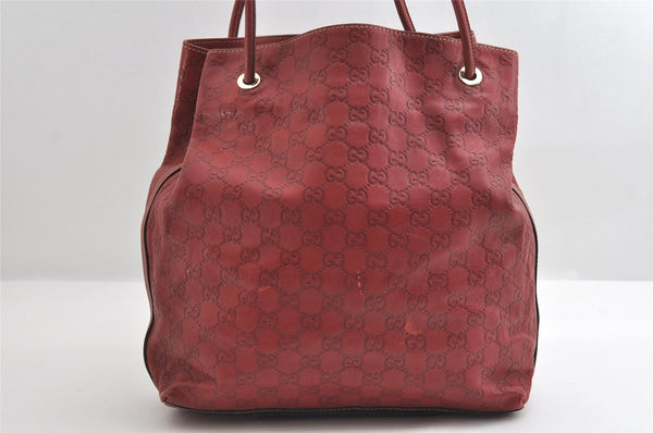 Authentic GUCCI Guccissima Shoulder Tote Bag GG Leather 257275 Red 6201I