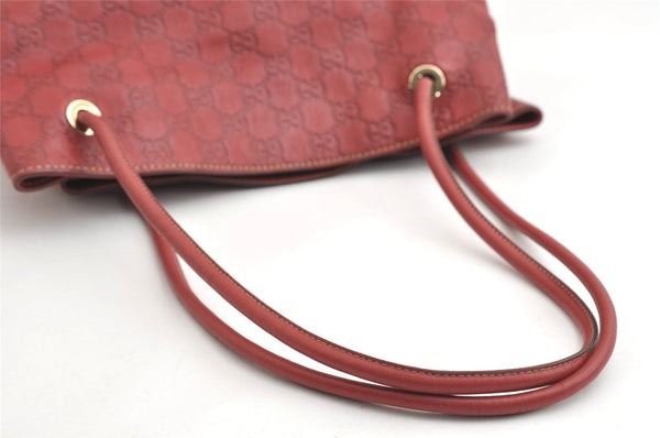 Authentic GUCCI Guccissima Shoulder Tote Bag GG Leather 257275 Red 6201I