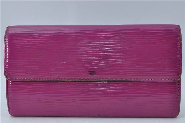 Auth Louis Vuitton Epi Portefeuille Sarah Long Wallet Purple M6374L LV 6207A
