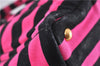 Authentic PRADA Canapa Righe Canvas Tote Hand Bag B1872B Pink Black Stripe 6207C