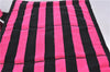 Authentic PRADA Canapa Righe Canvas Tote Hand Bag B1872B Pink Black Stripe 6207C