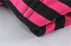 Authentic PRADA Canapa Righe Canvas Tote Hand Bag B1872B Pink Black Stripe 6207C